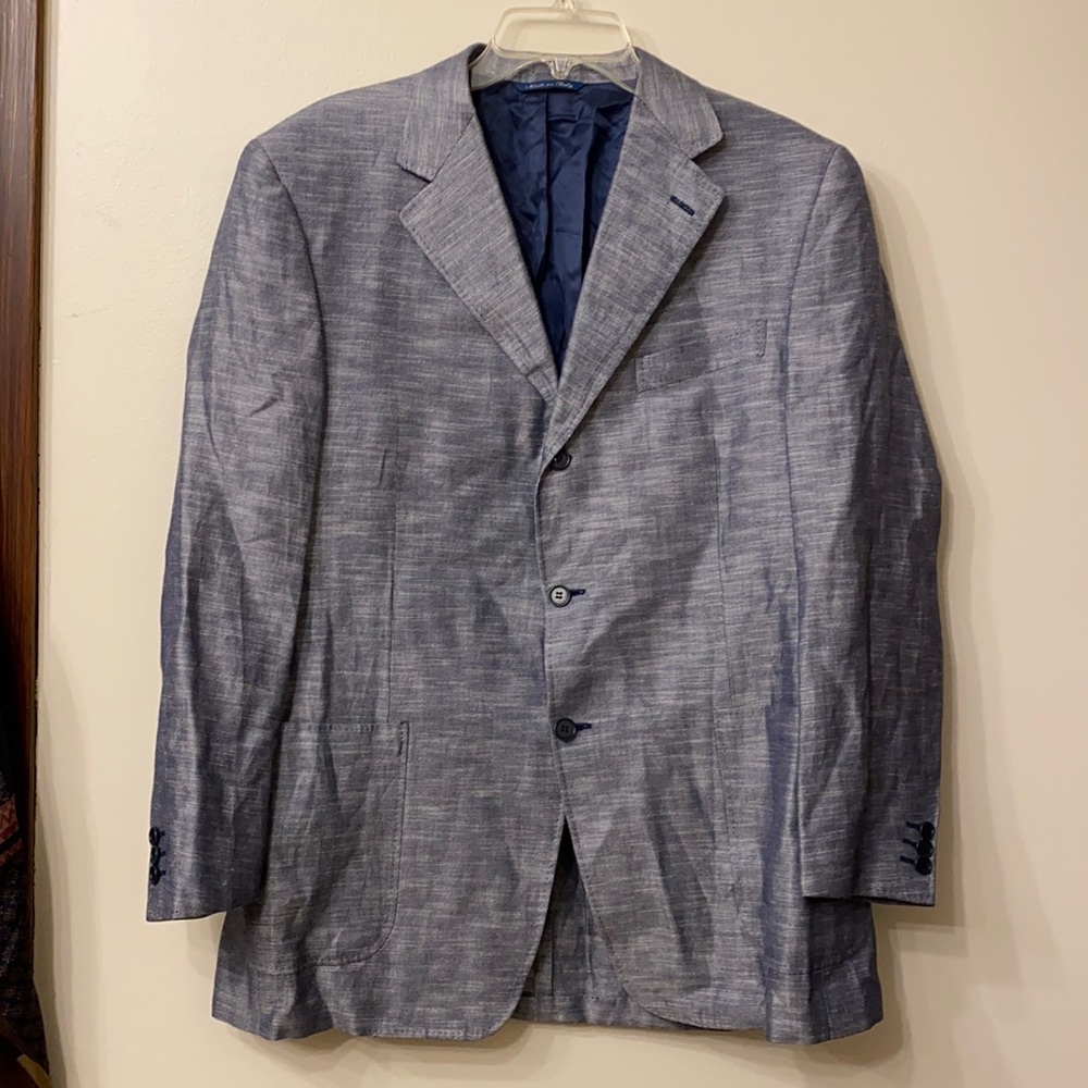 Canali Blue Gray Denim Look Linen Summer